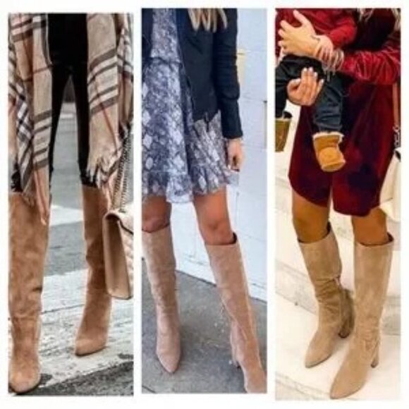 Sam Edelman Golden Carmel Hai Knee High Genuine Suede 7.5M - Picture 3 of 13